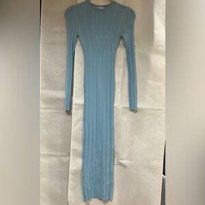 ZARA long sleeve light blue stretch bodycon dress with cut out back